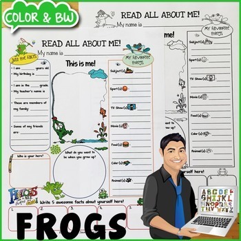 Preview of Frogs All About Me Worksheet {Dollar Deals Paper/Poster/Printable/Page}