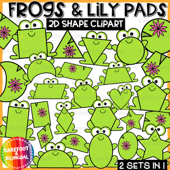 Preview of Frogs &  Lily Pad Shape Clipart | Frog Clipart | 2-set-in-1 Math Clipart