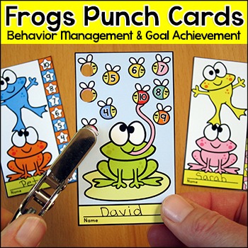 Preview of Frog Theme Goal Setting & Behavior Tracking Punch Cards