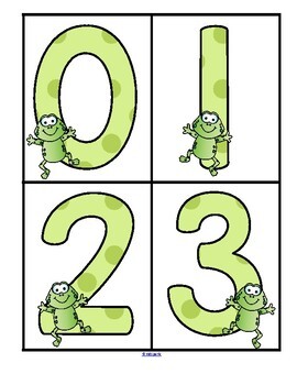 Preview of Frogs Theme Numbers 0-31 Large Flashcards FREE