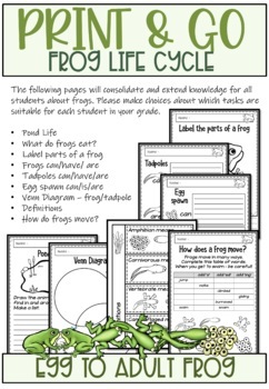 Frog Life Cycle Activities and Worksheets by Paula's Place Teaching