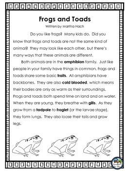 Frogs and Toads: Nonfiction Article and Activities - Print and Go!