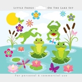 Frogs clipart - cute frogs clip art, whimsical, dragonflie