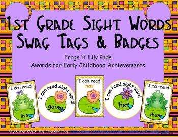 Preview of Frogs 'n' Lily Pads First Grade Award Tags & Badges