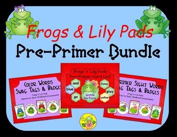 Preview of Frogs 'n' Lily Pads Pre-Primer Word Wall Bundle