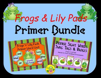 Preview of Frogs 'n' Lily Pads Primer Word Wall Bundle