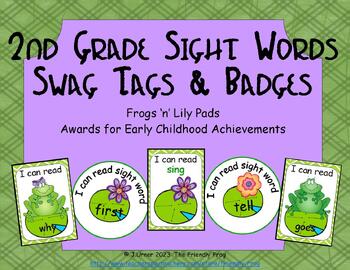 Preview of Frogs 'n' Lily Pads Second Grade Award Tags & Badges