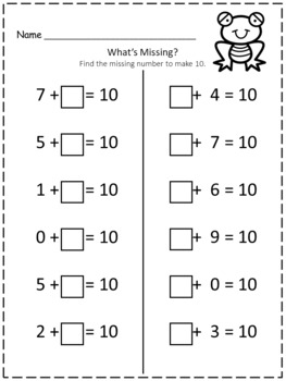 Frogs on Logs Making Ten worksheets by Mistakes Allow Thinking to Happen