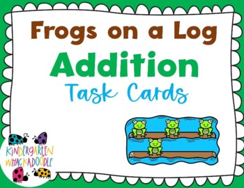 Preview of Frogs on a Log Addition Task Cards for Math Centers