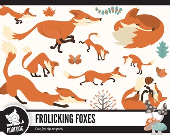 Preview of Frolicking foxes clipart pack