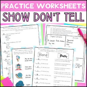 Preview of Show Don't Tell Practice Printable Worksheets: From Bland to Bam!