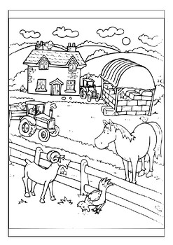 Drawing and Coloring Pages Farmer on the Market - Art Colours for Children  