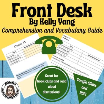 Preview of Front Desk Comprehension Questions and Vocabulary Guide (Google and PDF)