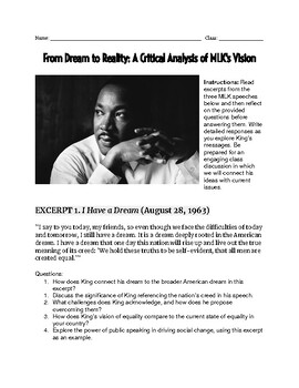 Preview of From Dream to Reality: A Critical Analysis of Martin Luther King's Vision