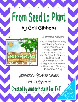 Preview of From Seed to Plant Activities 2nd Grade Journeys Unit 5, Lesson 25