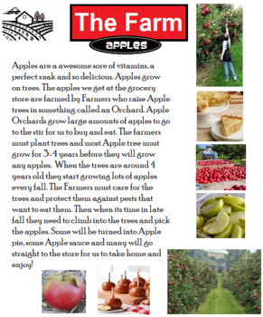 Preview of From The Farm ; Apples