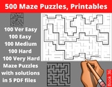 From Very Easy to Extremely Hard Maze Puzzles - 500 Printa