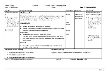 Preview of From cells to organisms (Science) Editable daily lesson plans for grade 4th+