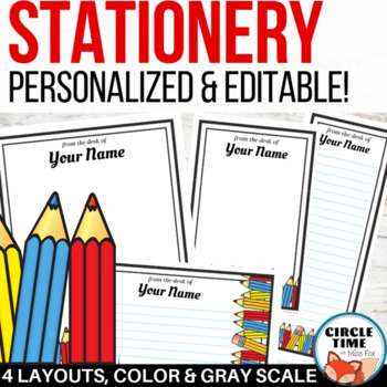 Preview of EDITABLE Stationery, Parent Letter Templates, Pencil Stationary