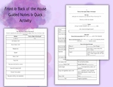 Front & Back of the House Guided Notes and Quick Activity