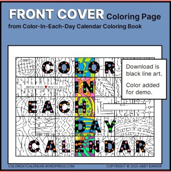 Preview of FRONT COVER coloring page (from Color-In-Each-Day Calendar) Undated/Current FREE
