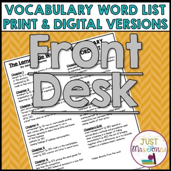Preview of Front Desk by Kelly Yang Vocabulary Word List
