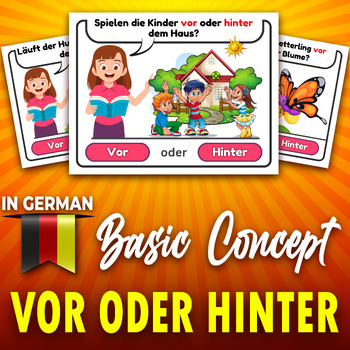 Preview of Front and Behind in German "Basic Concepts". Positions Task Cards & Worksheets