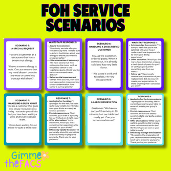 Preview of Front-of-House Service Scenario Cards | FOH, Hospitality, CTE, FACS, FCS