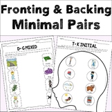 Fronting Minimal Pairs Worksheets | Backing - Phonological