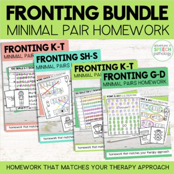 Preview of Fronting Minimal Pairs Homework | Speech Therapy – BUNDLE
