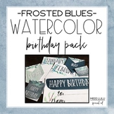 Frosted Blues Watercolor Birthday Pack {English & Spanish}