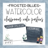 Frosted Blues Watercolor Classroom Rules {Editable}