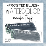 Frosted Blues Watercolor Editable Desk Plates Name Tags