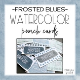 Frosted Blues Watercolor Editable Punch Pass Cards