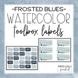 Frosted Blues Watercolor Editable Teacher Toolbox Labels