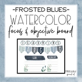 Frosted Blues Watercolor Focus & Objective Board {Editable}