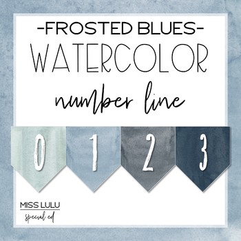 Preview of Frosted Blues Watercolor Number Line