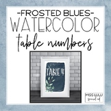 Frosted Blues Watercolor Table Numbers