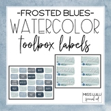 Frosted Blues Watercolor Teacher Toolbox Labels {Editable}