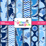 Frosty Digital Paper Clipart: 12 Winter Backgrounds Clip A
