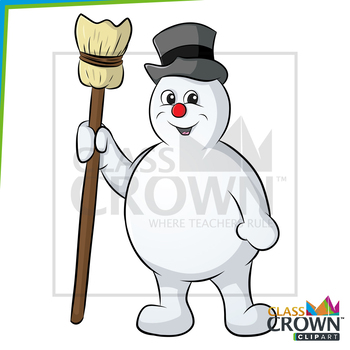Frosty the Snowman Clip Art Top Hat with Broom Black and White Included