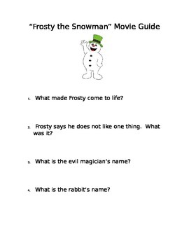 Frosty The Snowman Movie Worksheets Teaching Resources Tpt