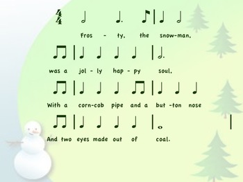 Preview of Frosty the Snowman- Rhythm & Melody reading + a Meter Sorting Game