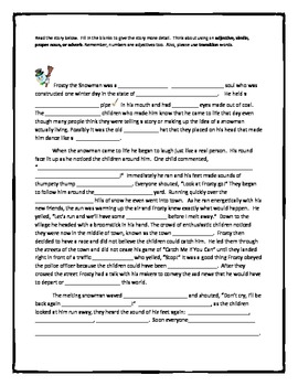 Preview of Frosty the Snowman Writing Activity