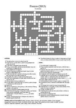 Frozen (2013) Vocabulary Crossword Puzzle by M Walsh TPT