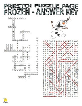 Frozen Puzzle Page (Wordsearch and Criss-Cross) by PRESTO Puzzle Pages