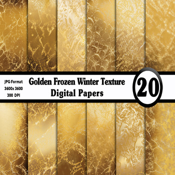 Preview of Golden Frozen Winter Texture Digital Paper - 20 Different Backgrounds Clip Art