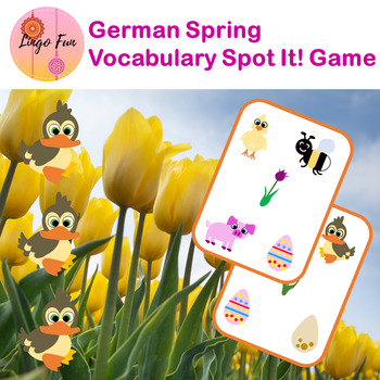 Preview of German Spring Vocabulary Spot It Game 20 words for DAF