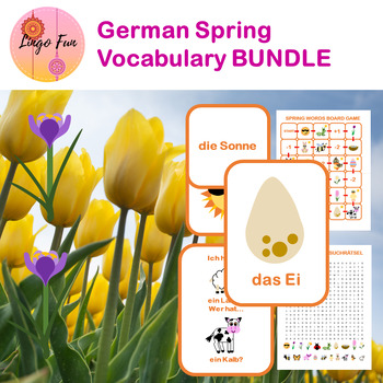 Preview of German Spring Vocabulary Games and Activities Bundle 20 words for DAF