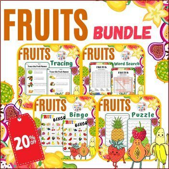 Preview of Fruit  Activities BUNDLE / Printable December  Worksheets For Kids